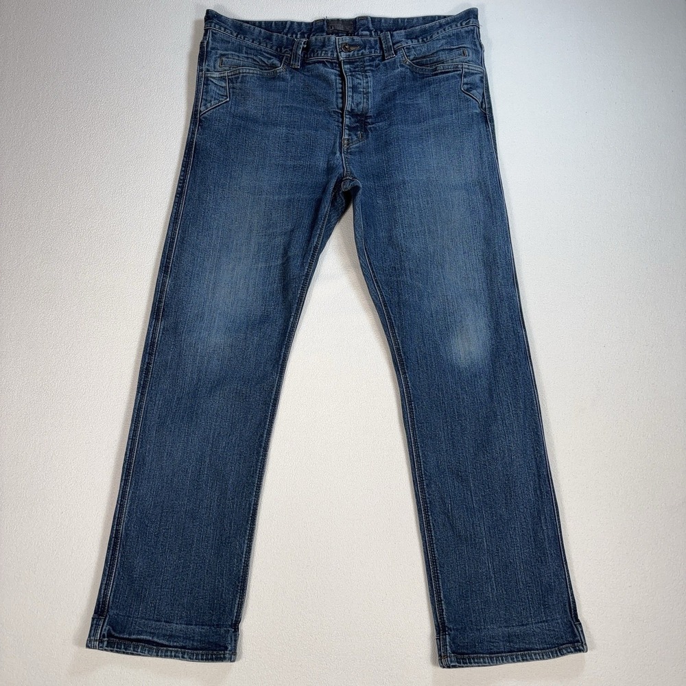 Triple Aught Design Jeans Men 38x29* Blue Slight Tapered Button Fly Stretch HOLE
